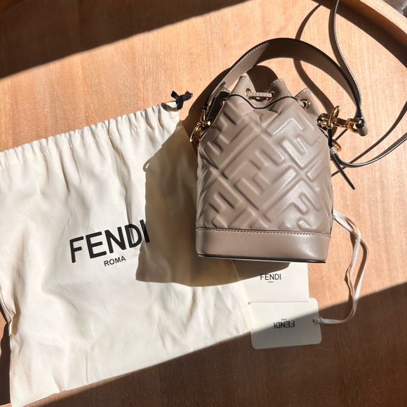 Fendi Handbags - Fendi Mon Trésor leather bucket bag Dove Grey